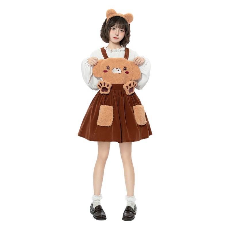 Japanese Style Two-Dimensional Cute Teddy Girl Costume Animal Theme Party Game Uniform Anime Maid Outfit Complete Set