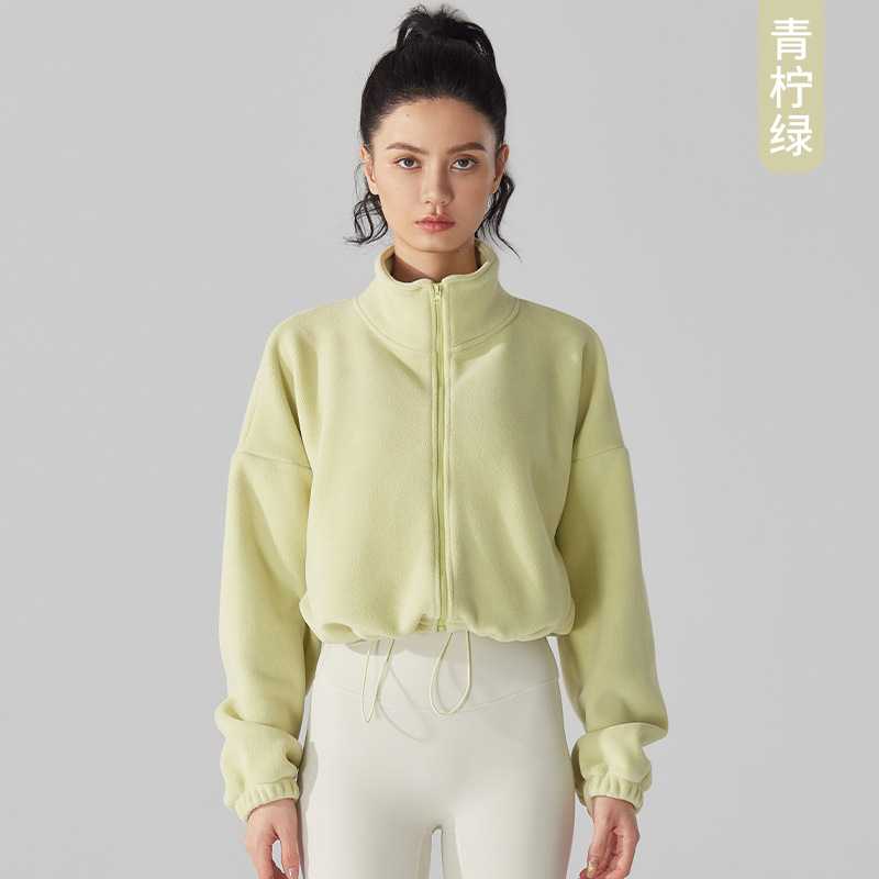 Picture of European and American Lamb Fleece Sports Coat Women's Autumn and Winter fleece-lined Thickened Collar Fleece Coat Fitness Casual Fleece Top