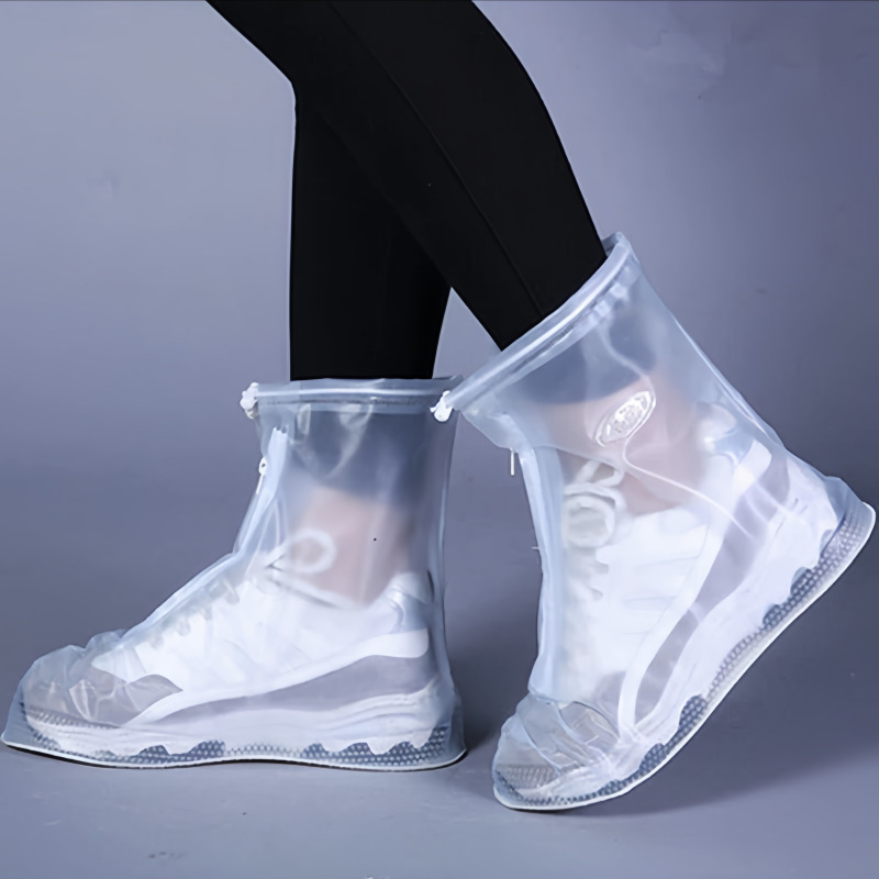 Thickened Fashionable Rain-Proof, Anti-Slip and Wear-Resistant Shoe Covers for Rain, Snow and Mud, Anti-Fouling Water Shoes, Rain Boots, Zipper Waterproof Layer
