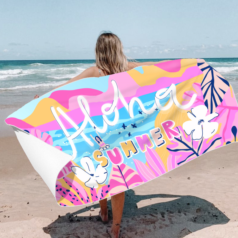 Picture of New Cross-Border Amazon European and American Double-Sided Velvet Quick-Drying Bath Towel Customizable Printed Towel Beach Swimming Beach Towel