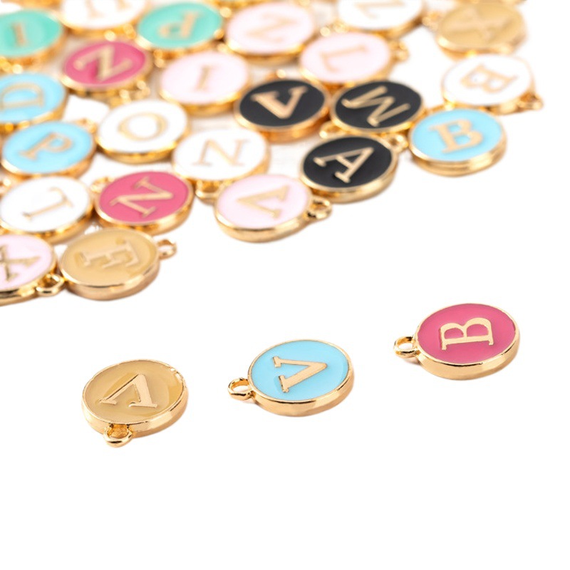 1 diy jewelry accessories drop oil bracelet earrings small pendant drop oil 26 English letters alloy bracelet pendant