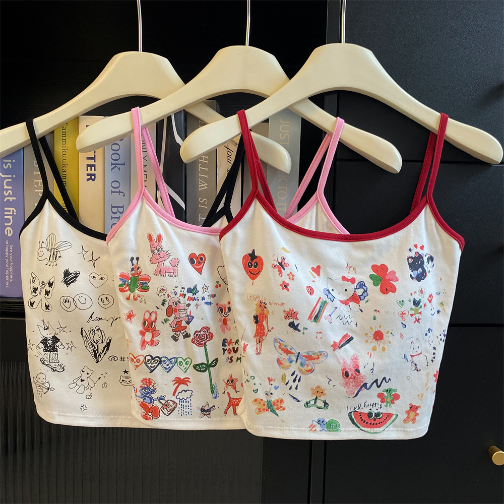 Hot Girls Pure Sex Sexy Camisole Women's Colour Belt Chest Pad Beautiful Back Slim Fit Inner Wearing Outer Wearing Age Reducing Outer Wearing Top