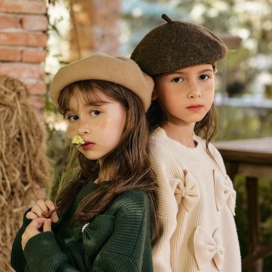 Picture of New Year Autumn and Winter Red Woolen Beret Fashionable Warm Girls Painter Hat Children's Parent-Child Winter Hat Women