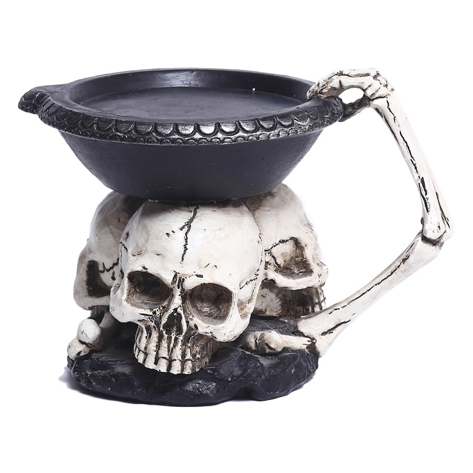 Creative Three Ghost Head Holder Candlestick Entrance Desktop Storage Tray Halloween Theme Decorative Background Props Cross-Border