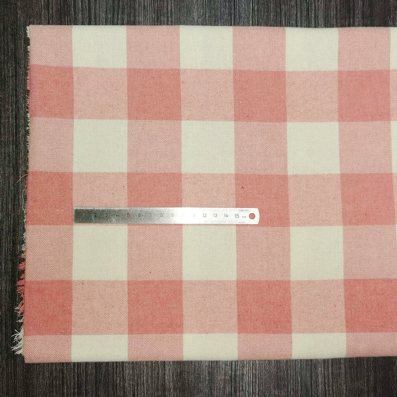 Picture of in stock brushed plaid fabric spring and summer women's shirt cloth 21 polyester cotton woven flannel plaid lining