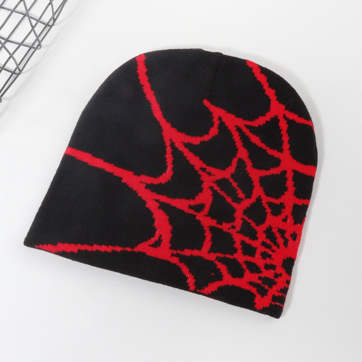 Picture of Hot sale spider web Y2K foreign trade knitted hat European and American hat trend winter hat jacquard special cross-border factory straight hair