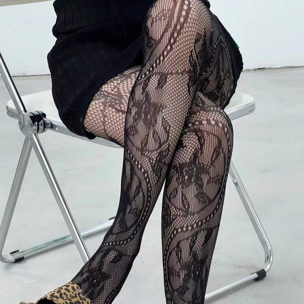 Picture of Trendy Sexy Jacquard Fishnet Stockings, Erotic Sheer Stockings, Hollow-Out Fishnet Pantyhose, Various Styles in Stock, Versatile