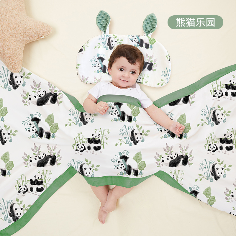 Picture of Baby blanket cartoon four-layer bamboo cotton gauze quilt class a spring and summer newborn children nap baby quilt