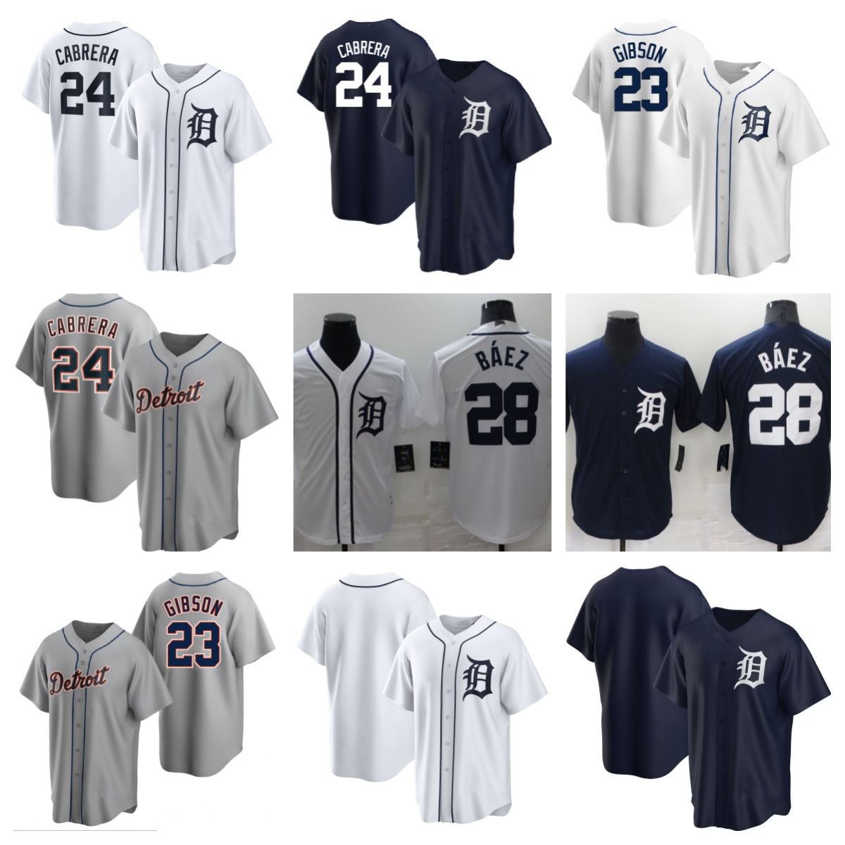 Cross Border Baseball Uniform Jersey Detroit Tigers Letter Print Fans Sports Training Sports Clasp Sugiyama