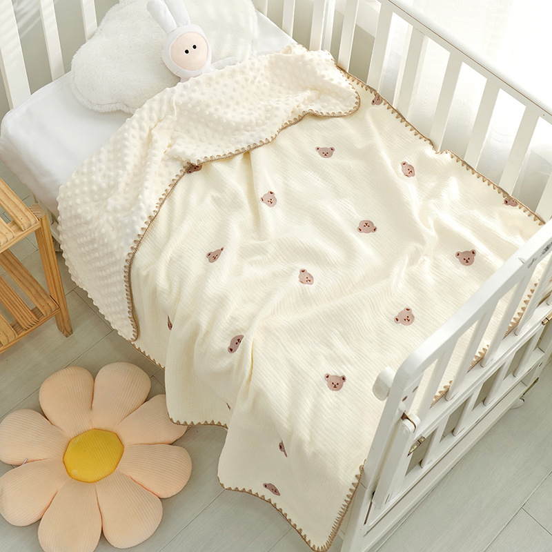 Picture of Bean Blanket Baby Gauze Blanket ins Embroidered Newborn Baby Calming Blanket Children's Blanket Baby's Quilt
