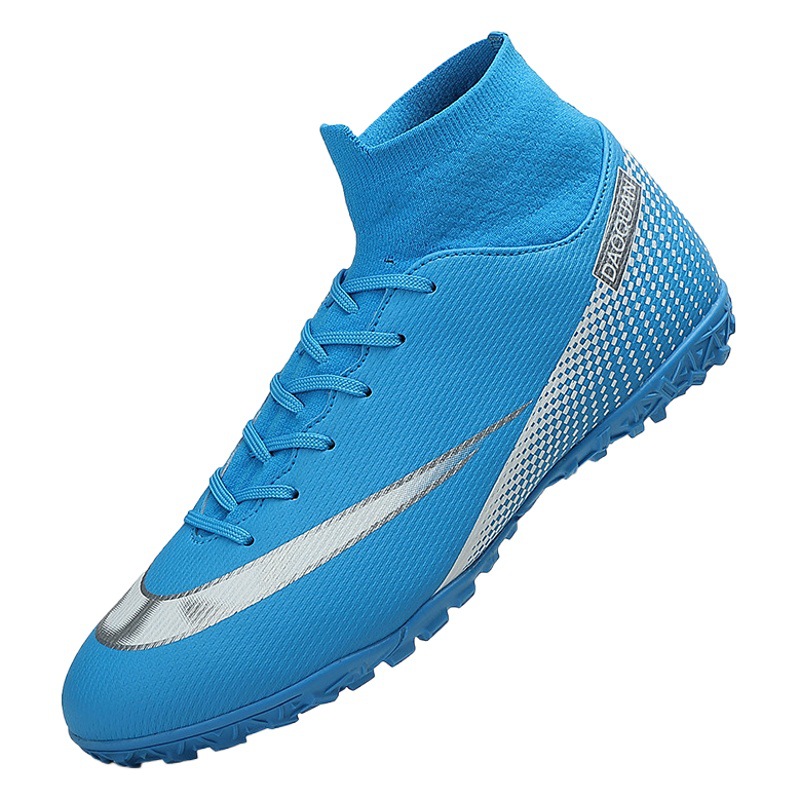 Cross-border Large Size Football Shoes Men's High-top Youth Student Competition Training Shoes Artificial Grass Long Shredded Nails Mandarin Duck Shoes