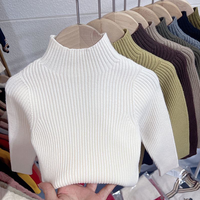 Picture of [in stock middle school boys and girls half high collar turtleneck sweater autumn and winter new children's inner base sweater Joker