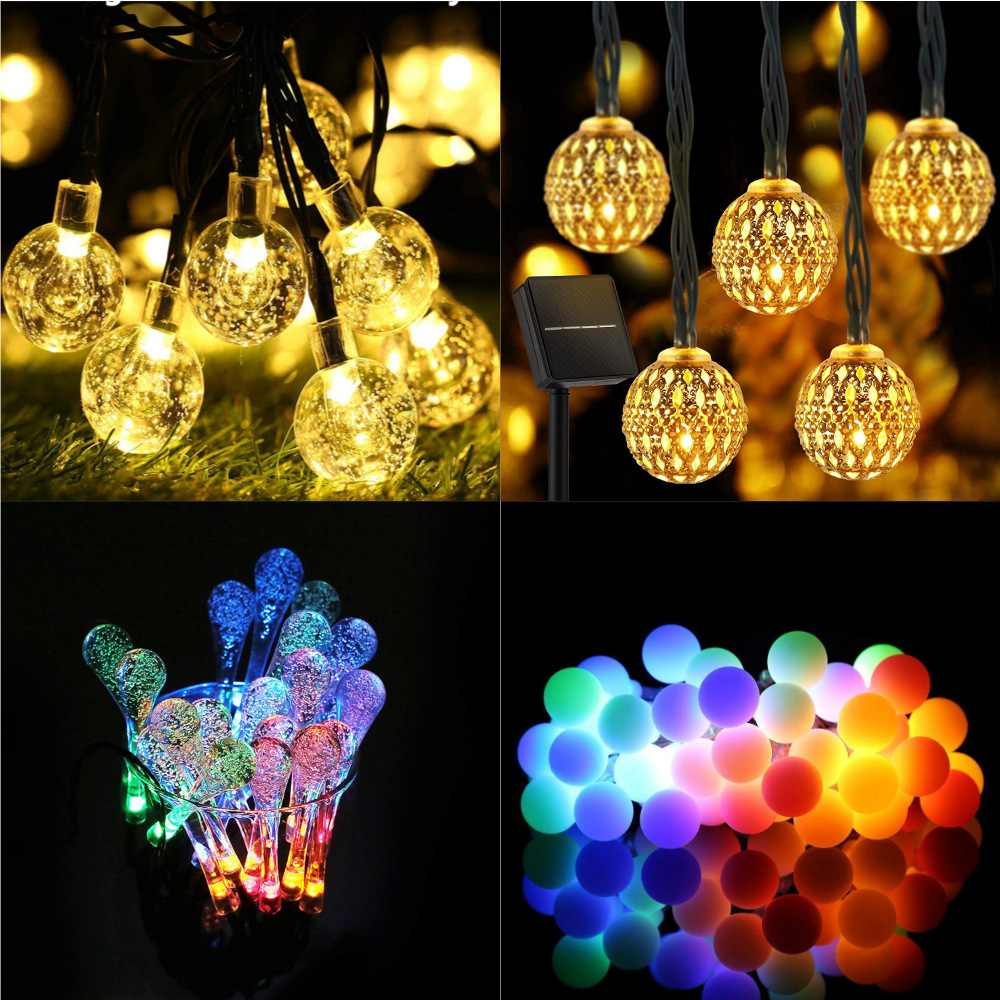 Remote control solar outdoor waterproof bubble ball water drop Moroccan ball small round ball courtyard Christmas decorative light string