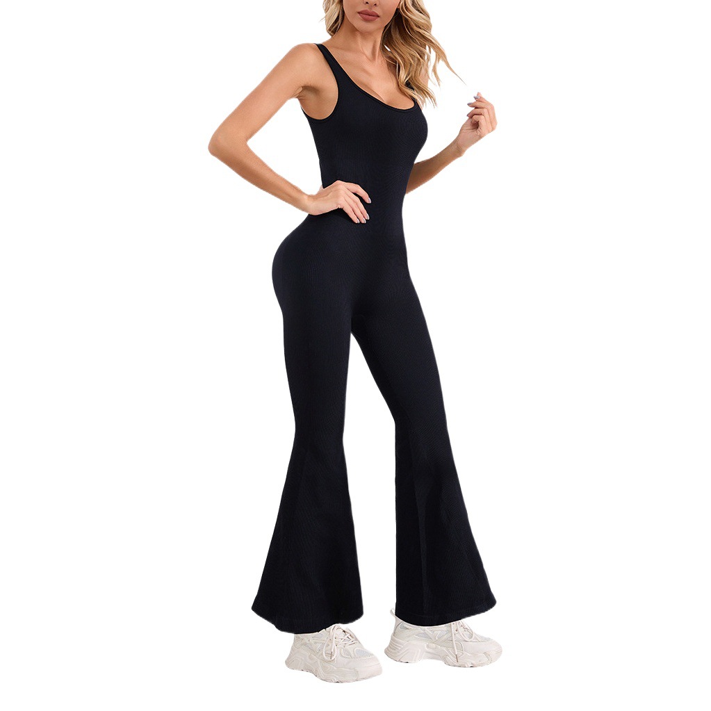 [Zhejiang brocade] European and American yoga jumpsuit sports fitness sexy hip horn pants tight one-fit yoga suit