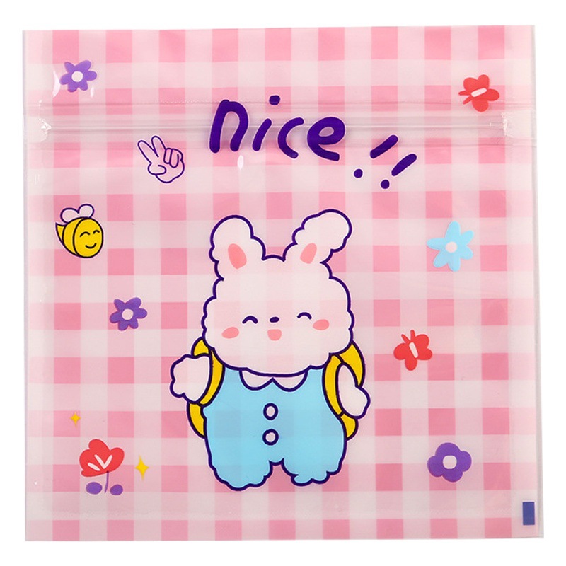 Cartoon cute biscuit packaging bag square baking snowflake crisp ziplock bag taifei nougat zipper sealed bag
