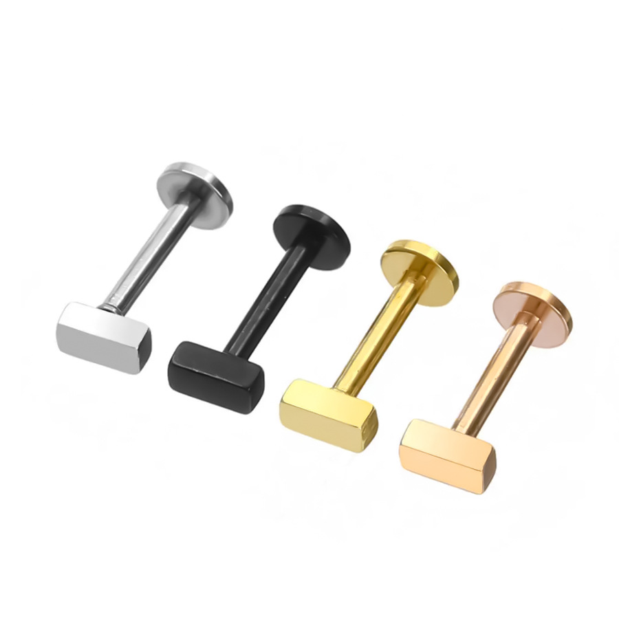 Picture of 2024 new 100% 316L stainless steel hollow moon star geometric figure lip nail ear bone nail 18K gold plated