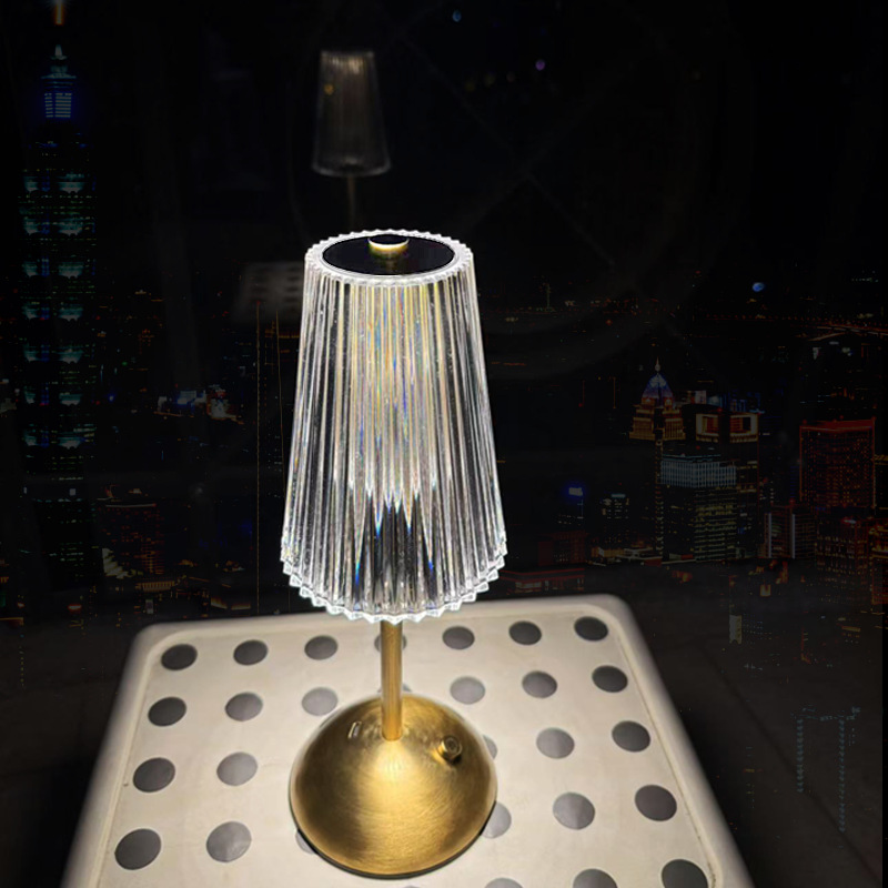 Light Luxury Bedroom Bedside Crystal Night Light Atmosphere Girl Touch Dimmable Rechargeable Decorative Creative Lamp Table Lamp
