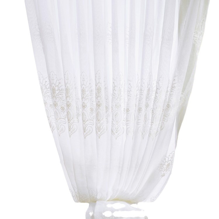 Picture of White European-style curtain window screen fresh garden yarn curtain yarn cotton embroidery embroidery finished processing bedroom