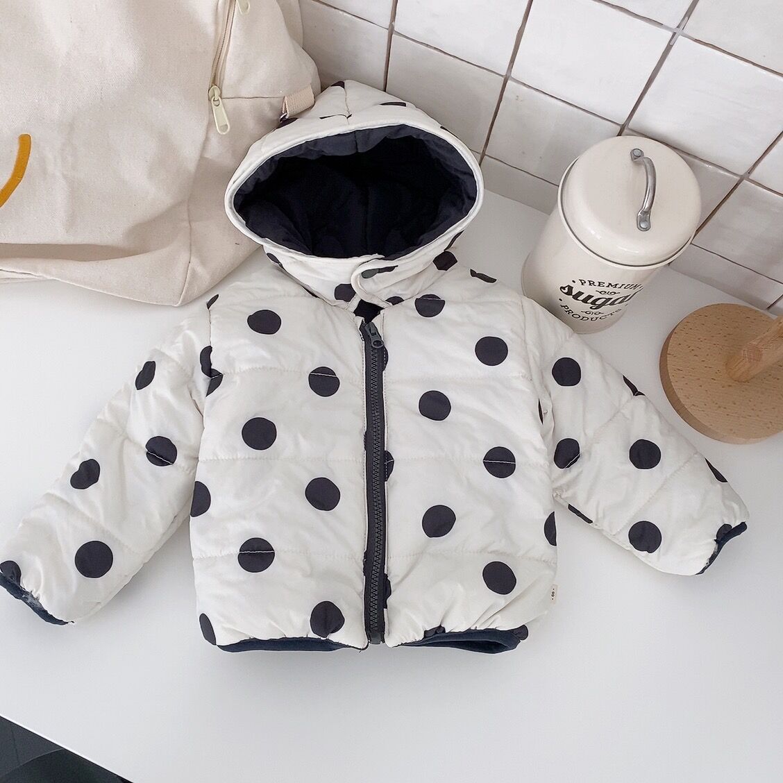 Picture of Children's winter outerwear cotton-padded clothes Korean style children's clothing baby hooded cotton-padded clothes baby winter clothes fleece-lined thickened cotton-padded clothes