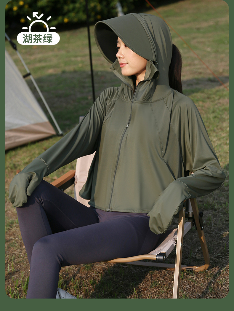 Picture of Women's Summer Sun Protection Clothing 2025 Black Rubber Brim Removable Upf50+ Anti-Uv Cycling Thin Sun Protection Clothing