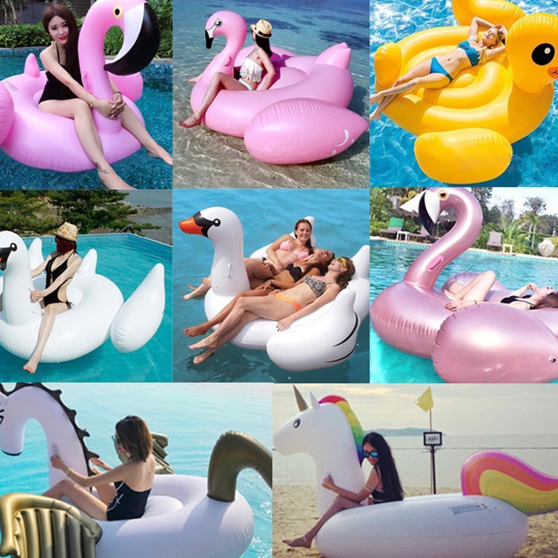 A generation of cross-border large fire crack bird inflatable Mount water floating row unicorn white goose swimming ring