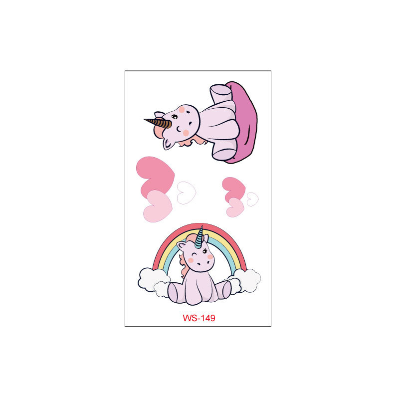 Picture of Unicorn Tattoo Sticker Original Children's Cute Cartoon Doll Birthday Rainbow Little Pegasus Waterproof Temporary Sticker