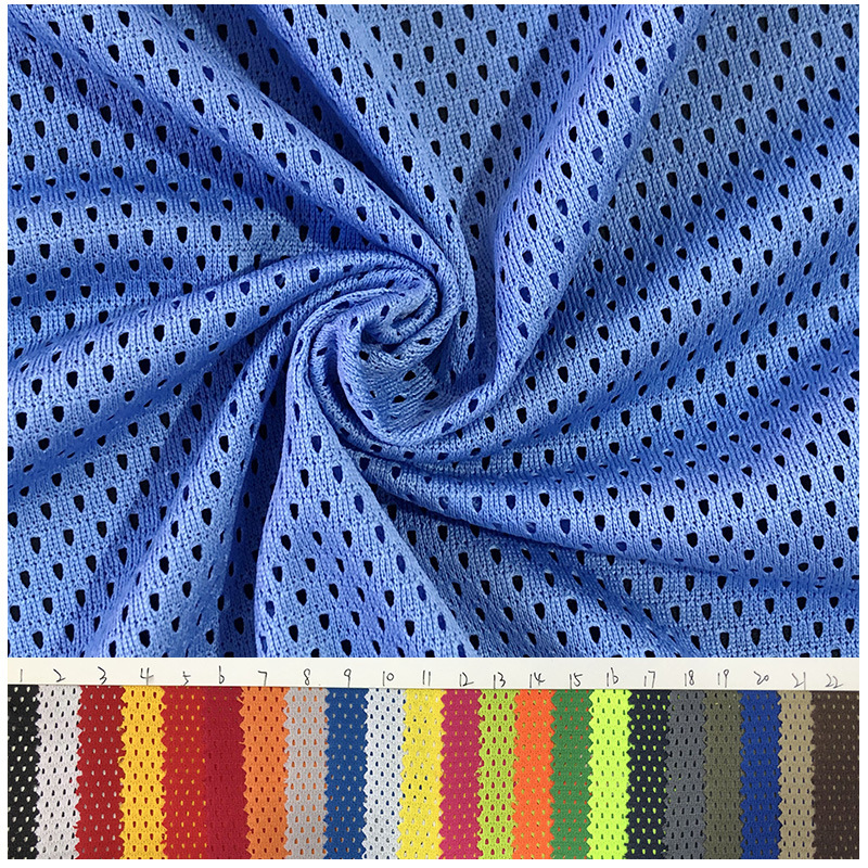 In stock polyester low elastic bullet Triangle hole cloth moisture wicking breathable sportswear jersey hole mesh cloth