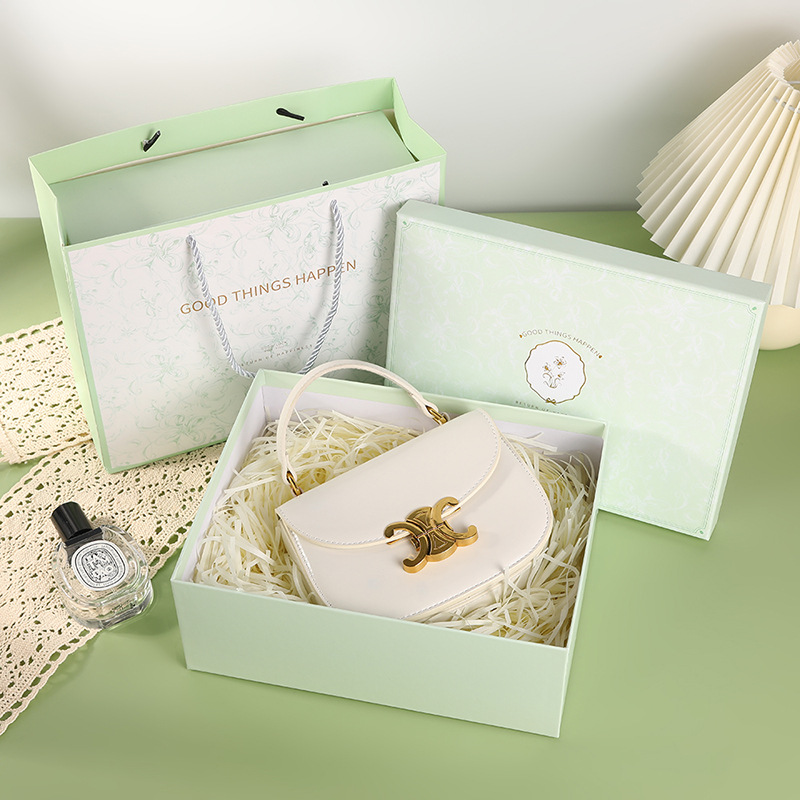 Green Small Fresh Souvenir Packaging Box for Girlfriend Birthday Gift Box Rectangular Heaven and Earth Cover Gift Box Empty Box