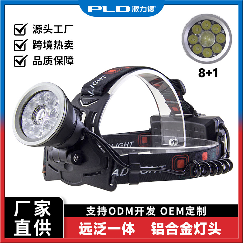 PALIDE Cross-border New High-power Headlamp Far Floodlight Integrated Strong Light Super Bright Aluminum Alloy Outdoor Night Fishing Ride