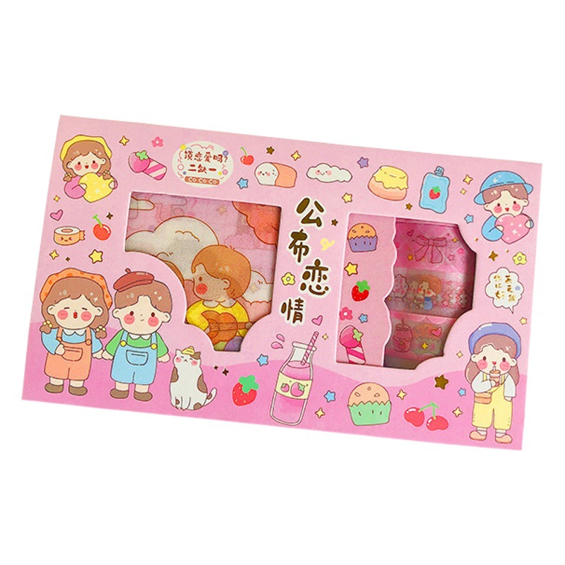 Picture of Sticker tape hand account gift box suit cute little fresh girl heart student hand account diary diy decoration material