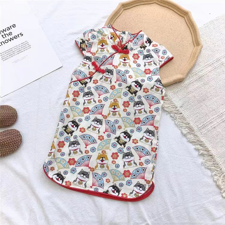 Picture of Summer New Style Girls 2025 New Style Girls Pure Cotton Chinese Style Ethnic Cheongsam Princess Skirt Baby Skirt
