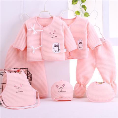Picture of 2025 Newborn Baby Quilted Warm Cotton Clothes Newborn Embroidered Seven-Piece Gift Box Thickeneded Set Supplies