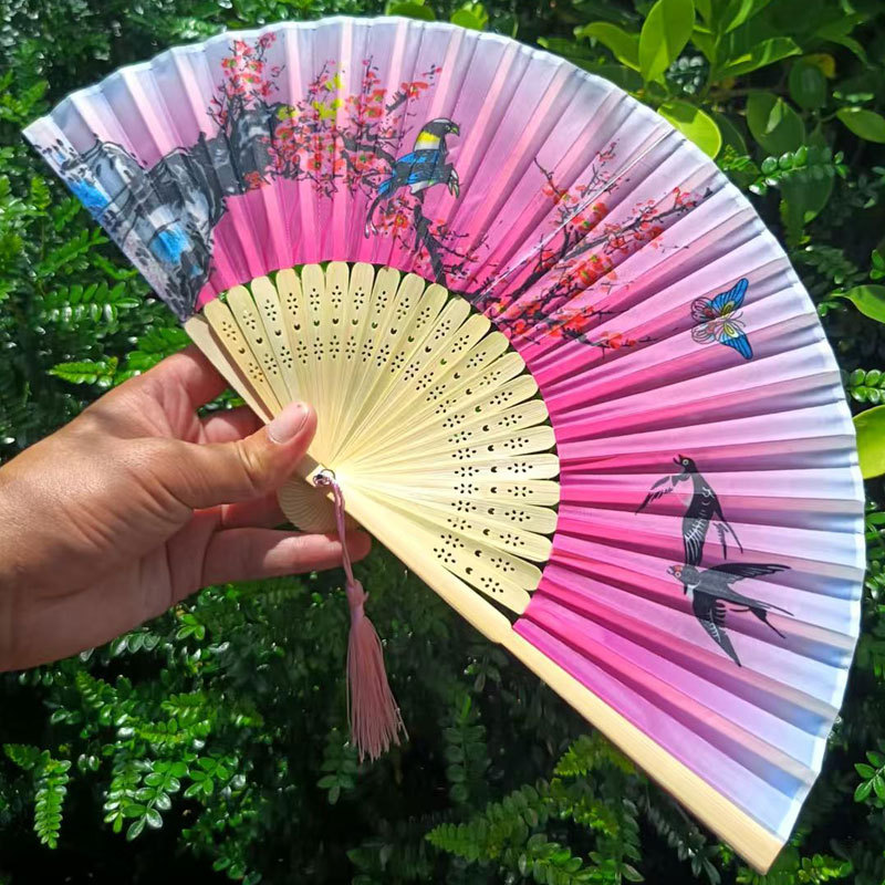 Picture of Folding Fan Bamboo Ancient Fan Student Girl Chinese Style Small Fan Scenic Spot Export Wholesale Retail Gift Decorative Fan