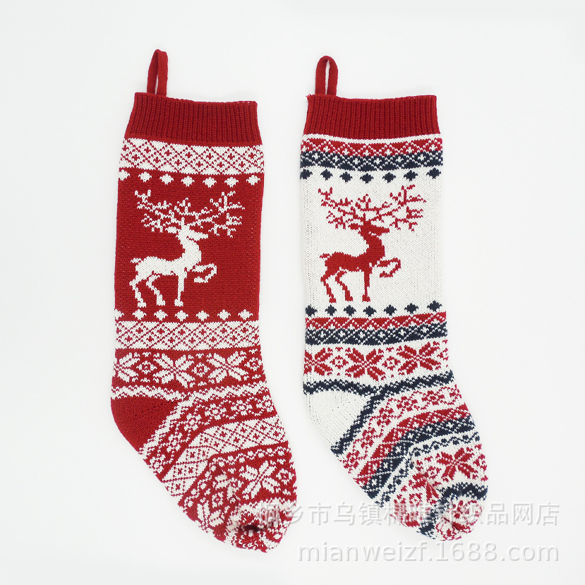 Customized knitted Christmas decorative socks gift socks elk wool socks jacquard Christmas socks gift bag customization