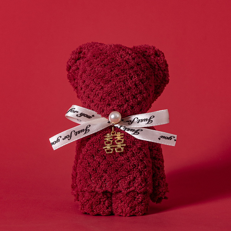 Picture of Red Bear Coral Fleece Towel Hand Gift Bath Towel Wedding Wedding Wedding Cotton Towel Wedding Shop Gift
