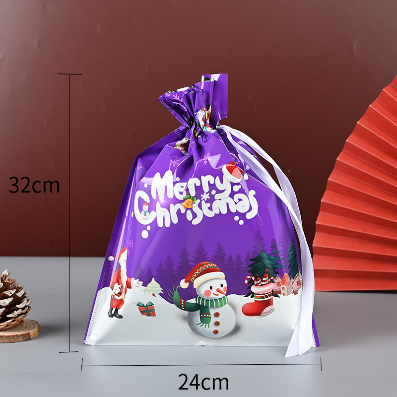 Picture of Cross-border Amazon Christmas Gift Bag Drawstring Bag Christmas Gift Packaging Bag Ping An Fruit Snowflake Crisp Bag