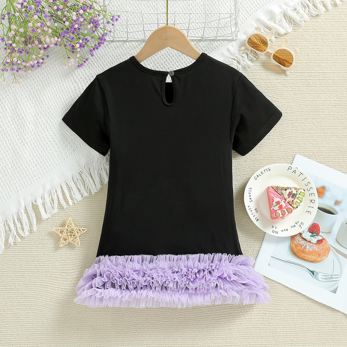 Picture of 2025 Summer New Children's Clothing Girls Fashionable Sweet Cool Style Dress Cartoon Print Kuromi Soft Gauze Dress
