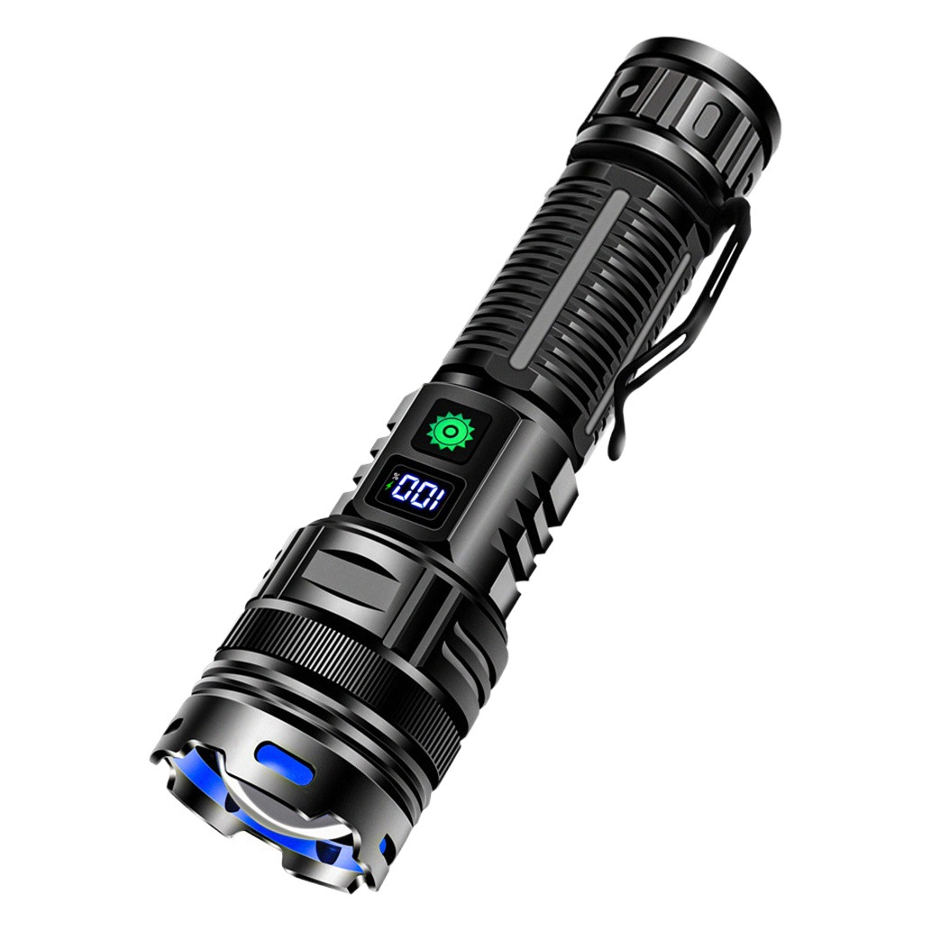 Cross-border new digital white laser LED flashlight outdoor lighting multi-function zoom rechargeable flashlight