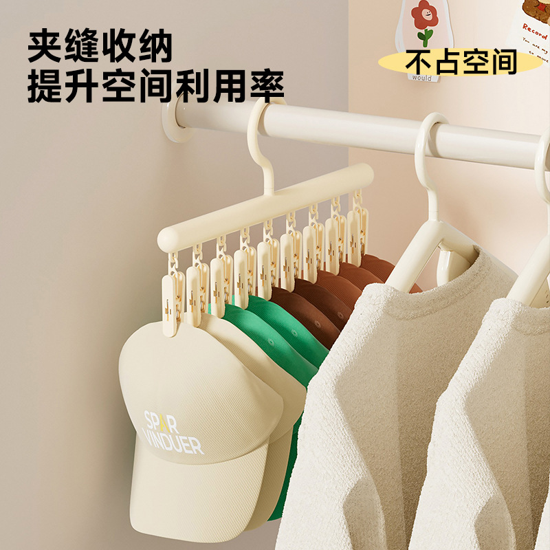 Picture of Household Hanger with Clip High Color Value Seamless Clamp Clothes Hanger Multifunctional One-Fit Plastic Underwear Socks Clip
