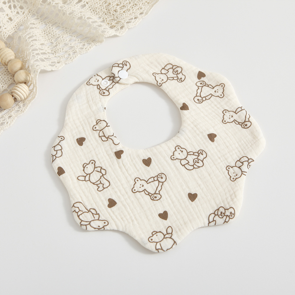 Picture of Han Feng 6-layer cotton gauze petal bib Zou Zou cloth saliva towel 360 degree newborn bib baby anti-spitting milk towel