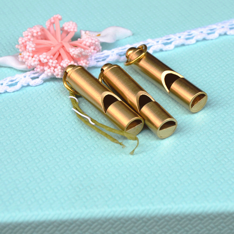 Picture of Vintage brass whistle handmade pure brass whistle referee survival whistle keychain Pendant Outdoor Emergency whistle
