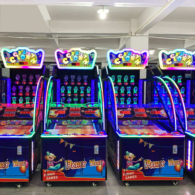 Large arcade parent-child interactive Crazy Clown ball throwing arcade machine, ball-smashing arcade machine, entertainment equipment, lottery machine