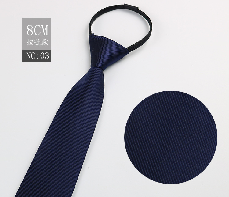 Picture of Factory Black Men's Tie Striped Blue Business Tie Lazy People Knot Free Zipper Tie in stock Wholesale