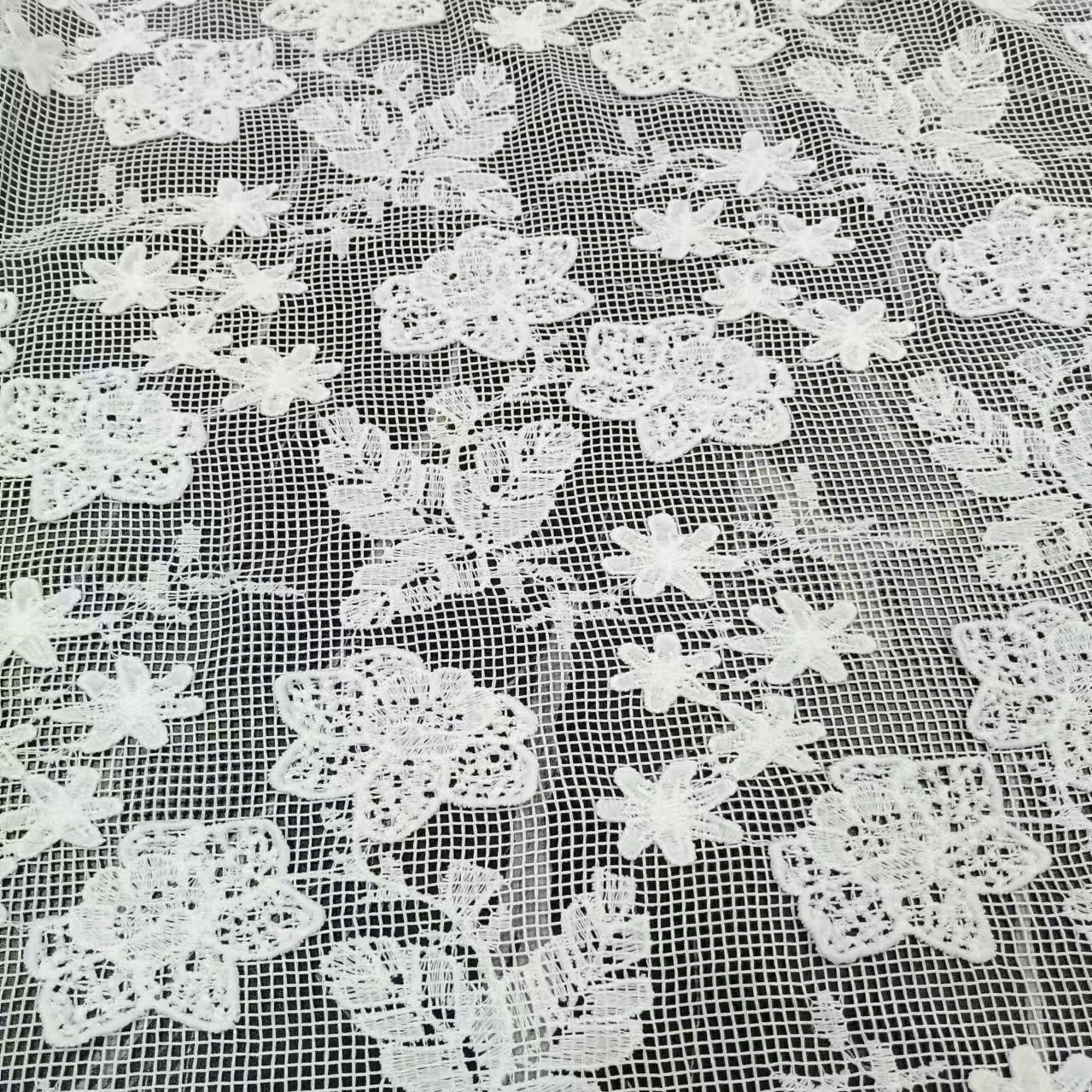 Water soluble lace fabric square mesh 3D three-dimensional embroidery floating flower clothing accessories handmade DIY lace fabric