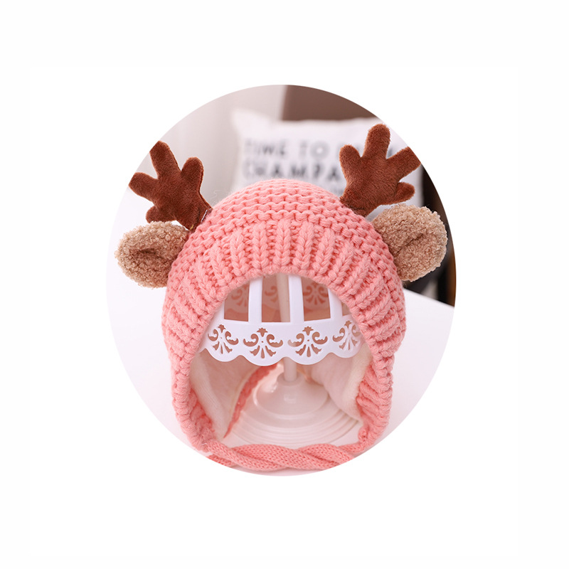 Picture of Small antlers Garry cloth baby knitted hat Autumn New Baby wool cap warm baby cap MZ9789