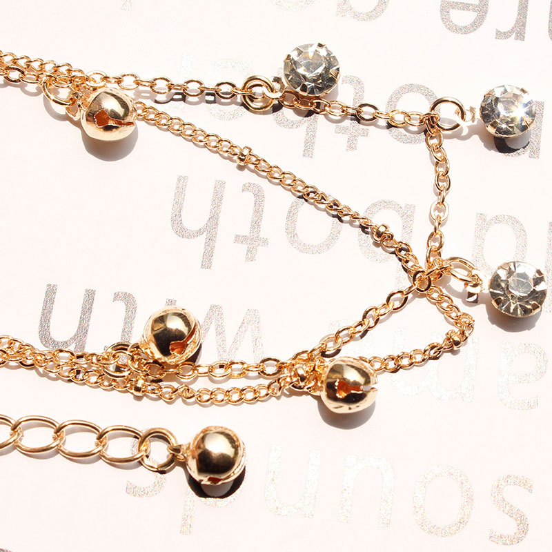 Picture of Cross-border jewelry small Bell rhinestone anklet Japanese and Korean simple double-layer beach anklet