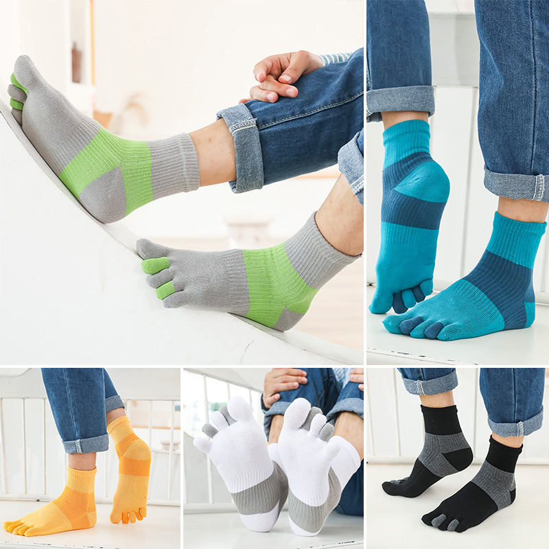 Toe Socks Autumn and Winter Men's Thickened Sports Finger Socks Whole Body Pressure Effect Cotton Moisture Absorbing Sweat Five Finger Socks