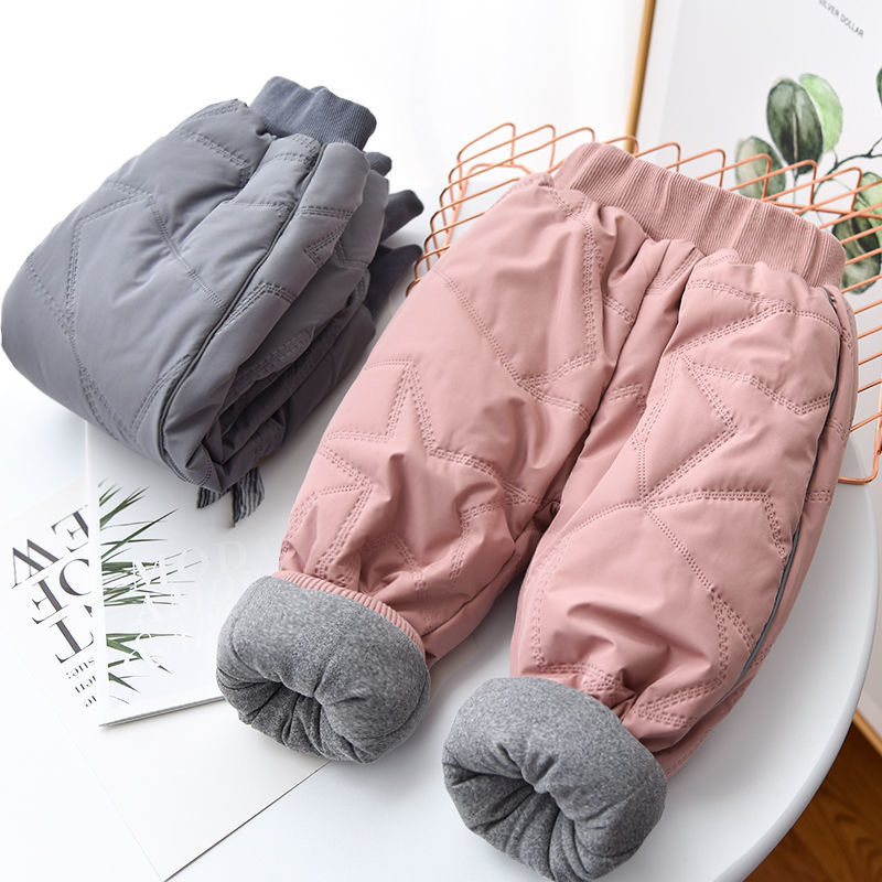 Picture of Girls' Four-Layer Thickened Cotton Pants for Winter Outer Wear One Pant for Winter, CUHK Children's Northern Integrated fleece-lined Pants for Boys