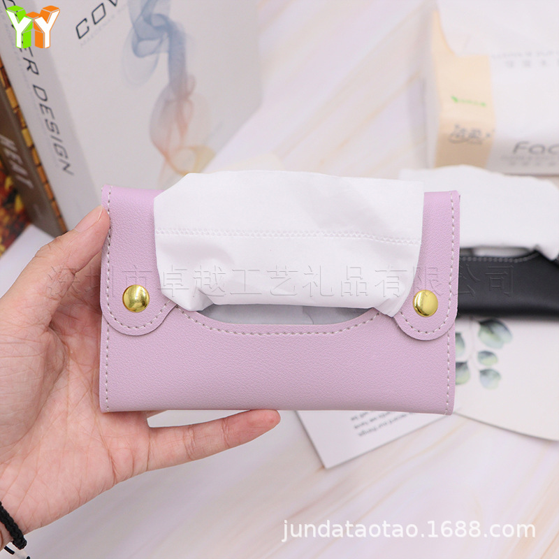 in stock Mini Tissue Bag PU Leather Outgoing Portable Removable Tissue Box Baby Wipes Paper Bag