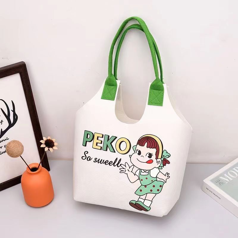 Cartoon Fujiya Storage Bag Strawberry Bear Felt Bag Cute Printed Large Capacity Brush Shopping Bag Gift Tote